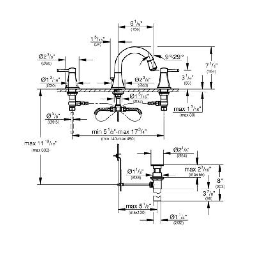 Grohe 2041800A Grandera 8 Widespread S Size Bathroom Faucet Chrome 2