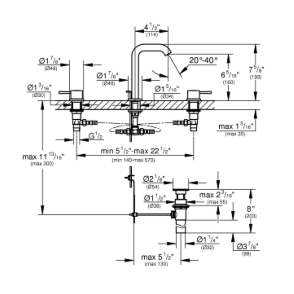 Grohe 20297ENA Essence 8" Widespread M Size Bathroom Faucet Brushed Nickel 2