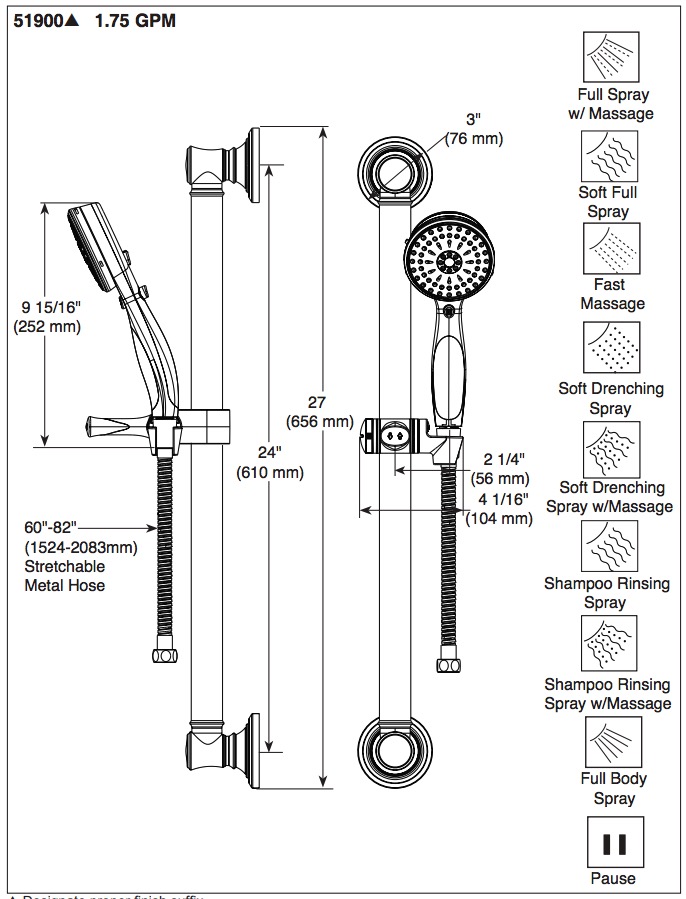 Delta 51900-SS Traditional Decorative Ada Shower Kit Traditional 