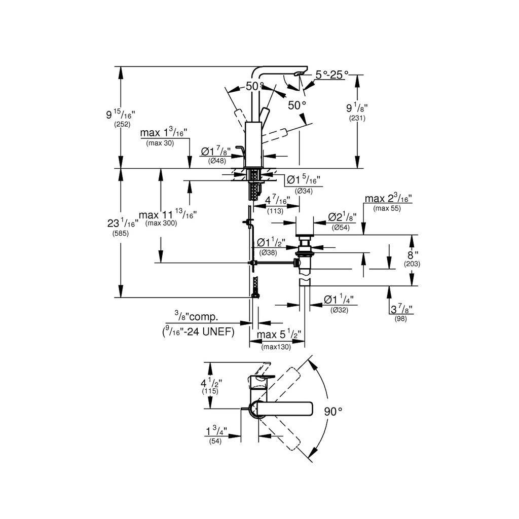 Grohe 2382500A Lineare Single Handle Bathroom Faucet L Size Chrome 2