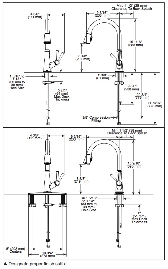 Delta 9110-BL-DST Westville Pull-Down Kitchen 1L