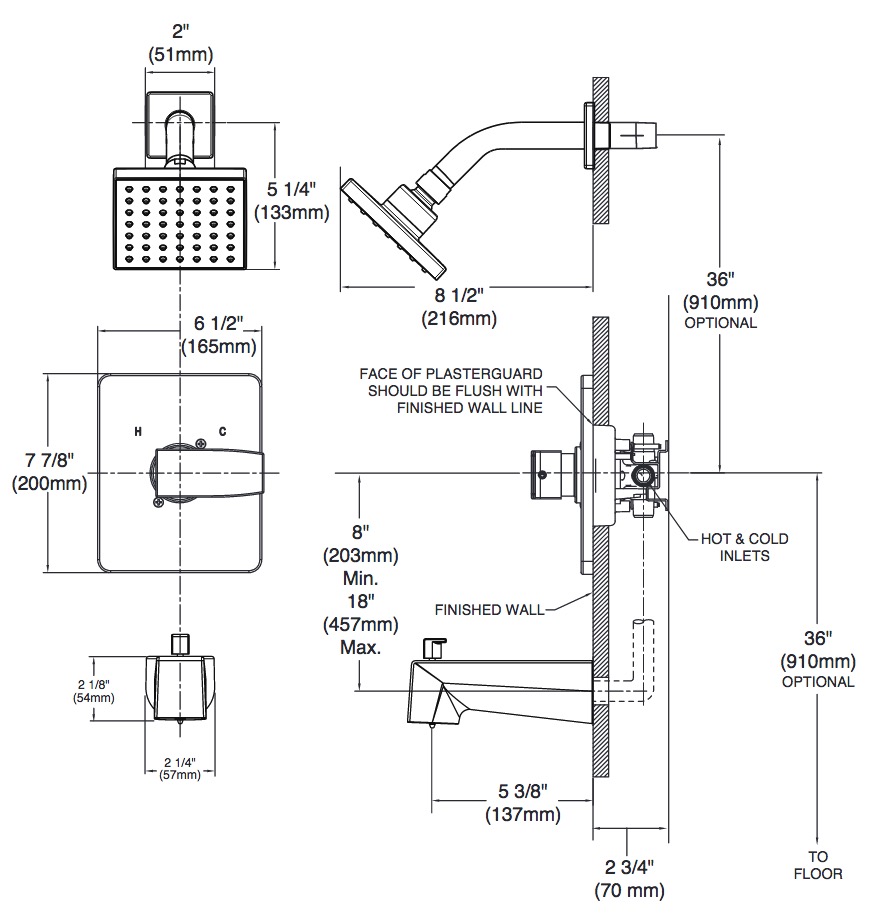 Delta T14467-BL-PP Modern Angular Angular Modern Tub Shower Only Pp