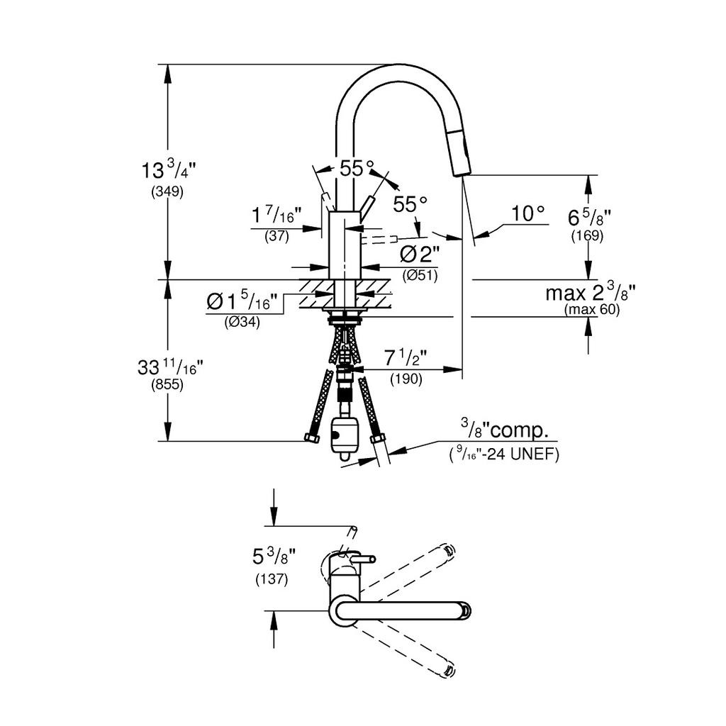 Grohe 31479DC1 Concetto Single Handle Kitchen Faucet Super Steel 3