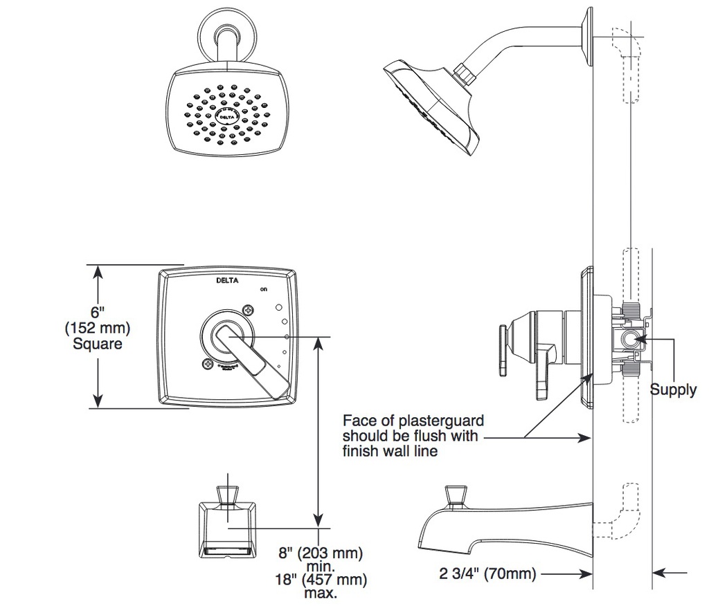 Delta T17264-BL-I Ashlyn Monitor(R) 17 Series Shower With In2Ition(R) Two-In-One Show
