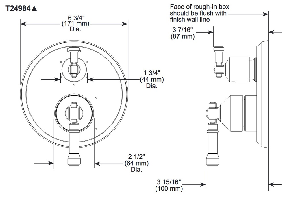 Delta T24884-CZ-PR 14 Series Integrated Diverter Trim 3-Set
