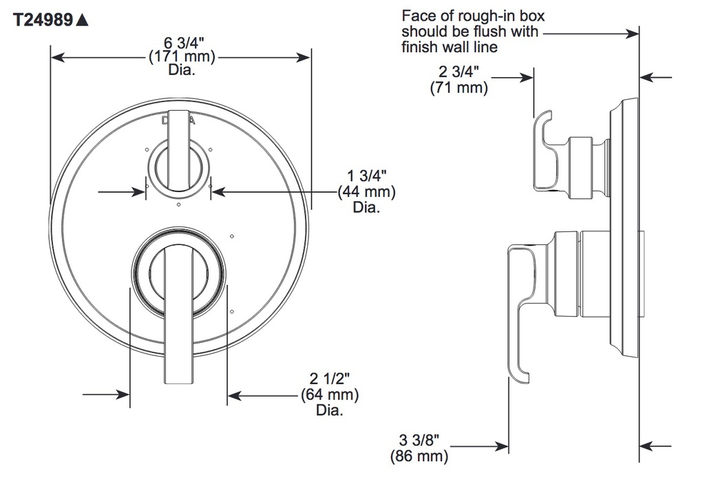 Delta T24889-BL Tetra 14 Series Integrated Diverter Trim 3-Set