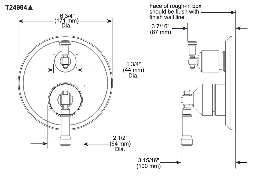 Delta T24984-CZ-PR 14 Series Integrated Diverter Trim 6-Set