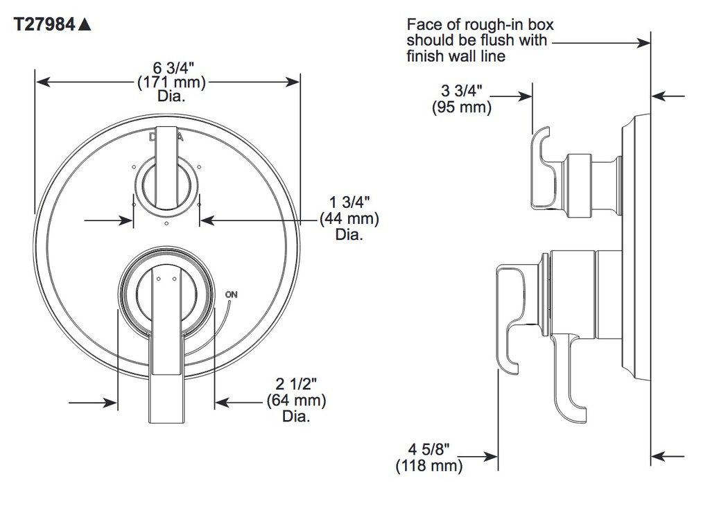 Delta T27884-BL 17 Series Integrated Diverter Trim 3-Se