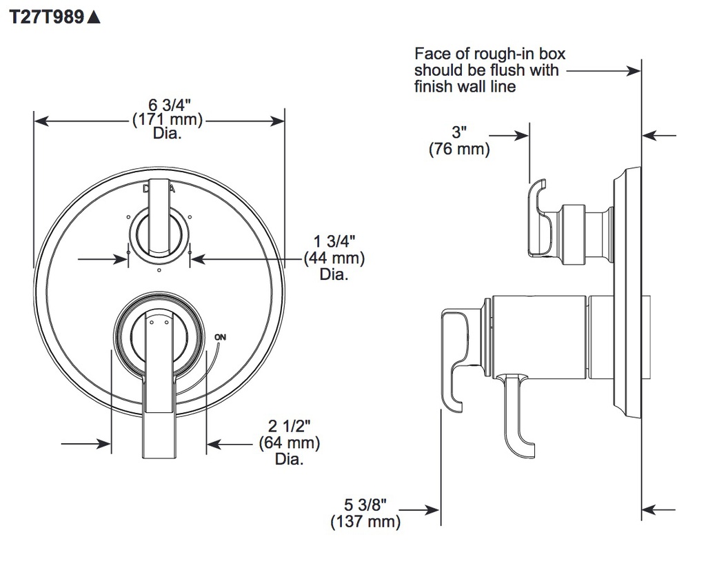 Delta T27T889-CZ-PR Tetra 17T Series Integrated Diverter Trim 3-Se