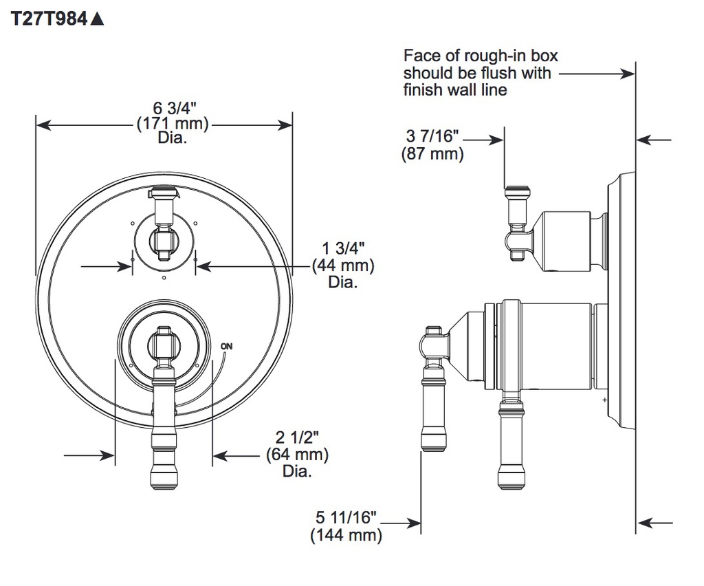 Delta T27T984-CZ-PR 17T Series Integrated Diverter Trim 6-S