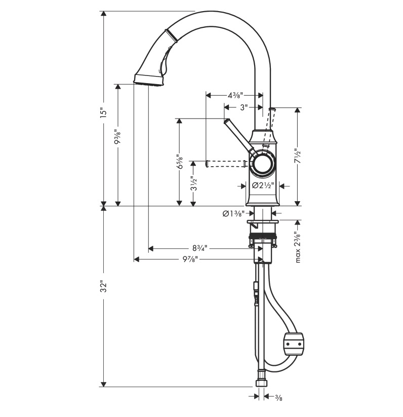 Hansgrohe 04215670 Higharc Kitchen Faucet 2-Spray Pull-Down 1.75 Gpm