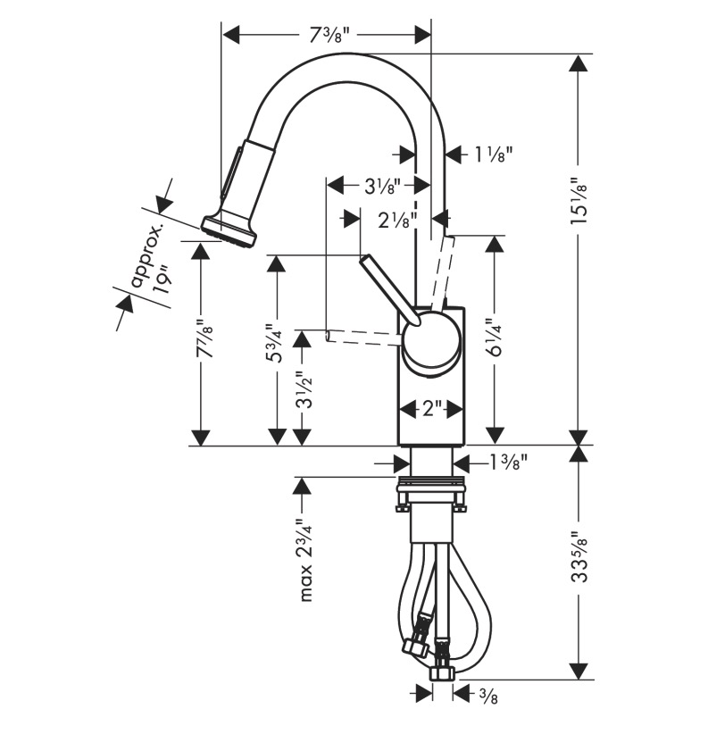 Hansgrohe 04286830 Prep Kitchen Faucet 2-Spray Pull-Down 1.75 Gpm