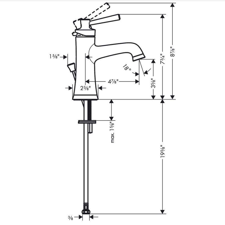 Hansgrohe 04771830 Single-Hole Faucet 100 With Pop-Up Drain 1.2 Gpm