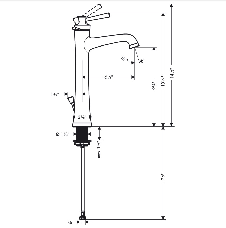 Hansgrohe 04772830 Single-Hole Faucet 230 With Pop-Up Drain 1.2 Gpm