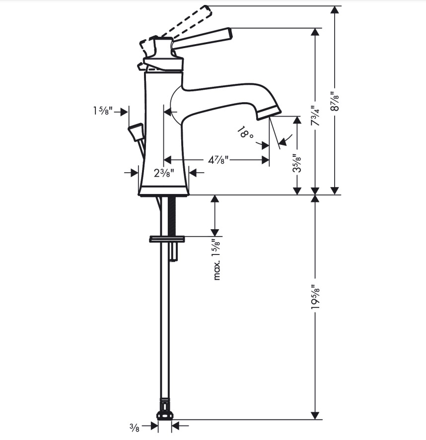 Hansgrohe 04773820 Single-Hole Faucet 100 With Pop-Up Drain 0.5 Gpm