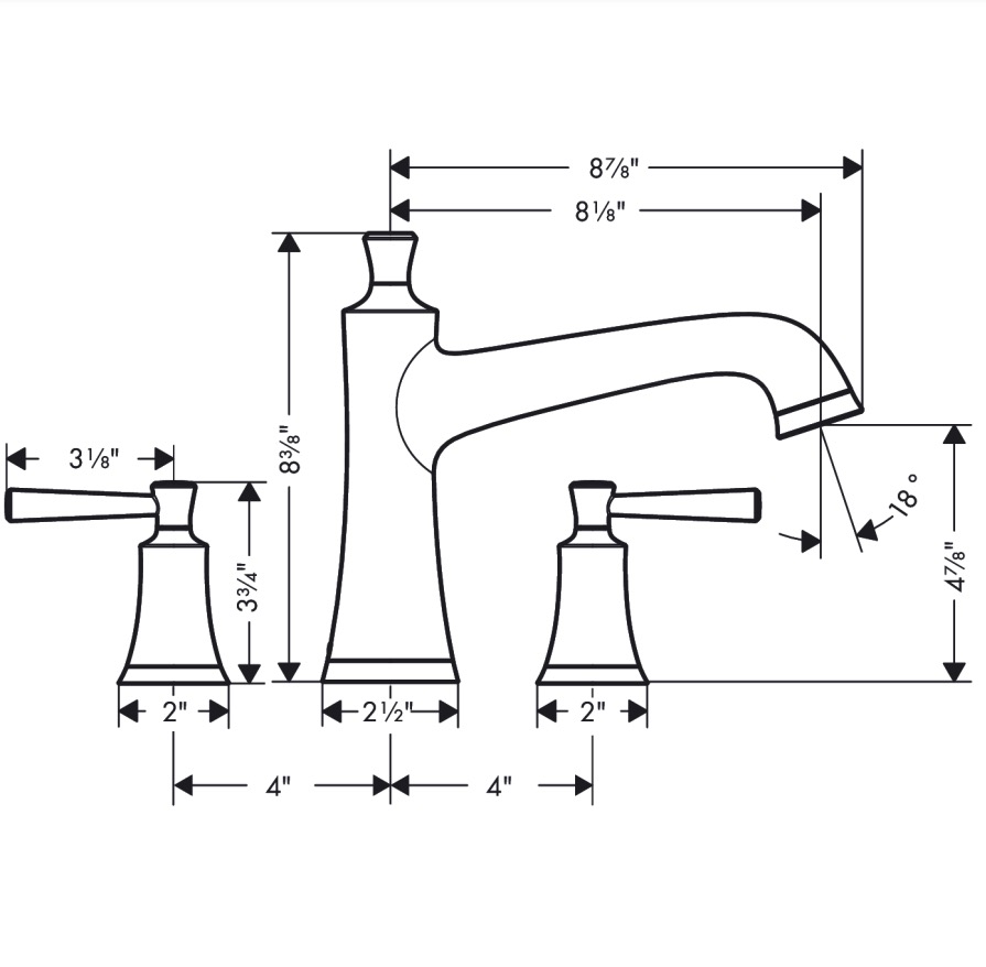 Hansgrohe 04776670 3-Hole Roman Tub Set Trim