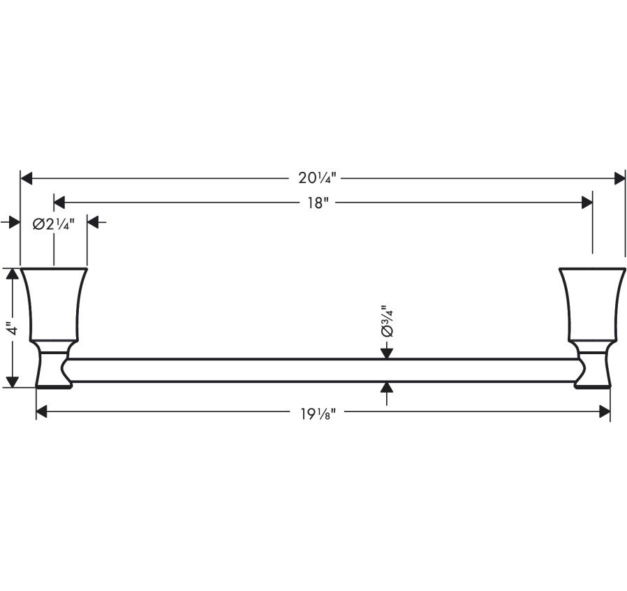 Hansgrohe 04784830 Towel Bar 18"