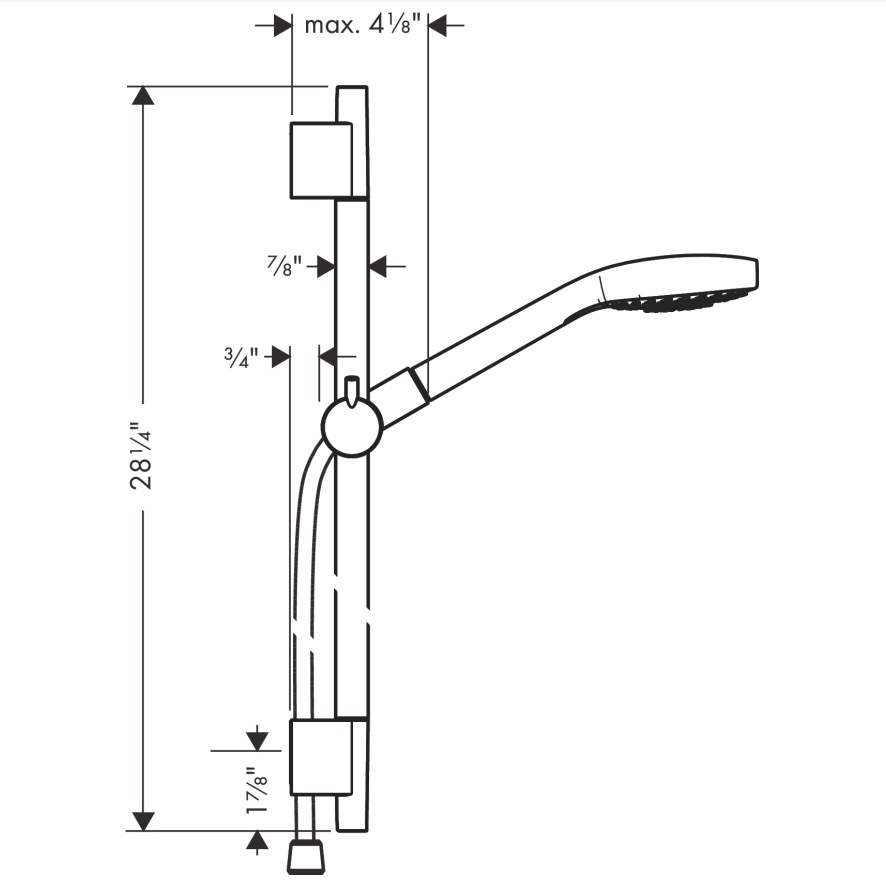 Hansgrohe 04790000 Wallbar Set 110 3-Jet 24" 1.75 Gpm