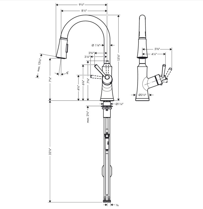 Hansgrohe 04793830 Higharc Kitchen Faucet 2-Spray Pull-Down 1.75 Gpm