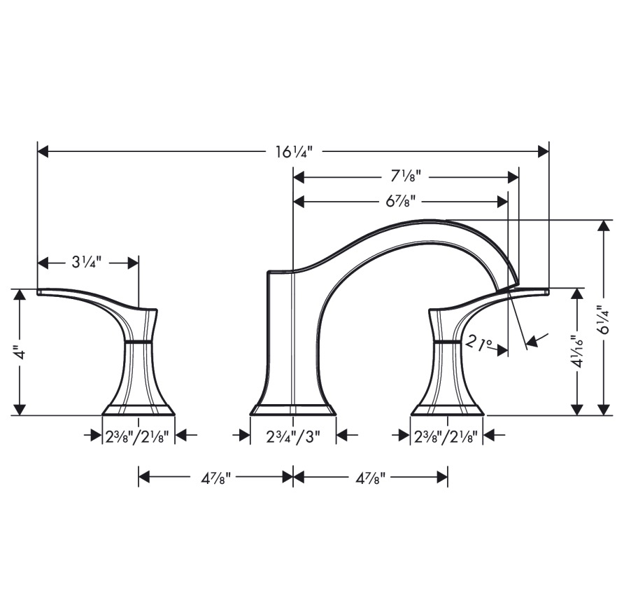 Hansgrohe 04816670 3-Hole Roman Tub Set Trim