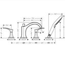 Hansgrohe 04817830 4-Hole Roman Tub Set Trim With 1.75 Gpm Handshower