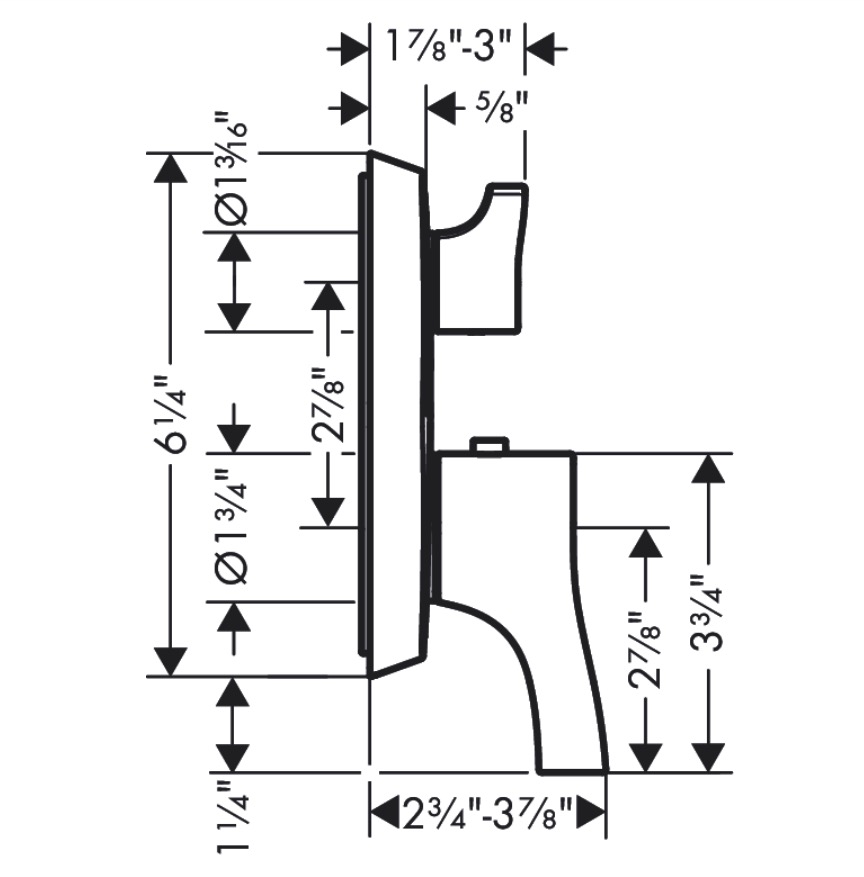Hansgrohe 04820830 Thermostatic Trim With Volume Control And Diverter