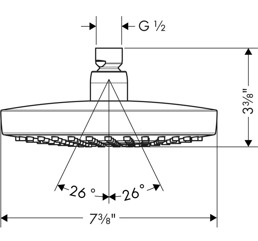 Hansgrohe 04825340 Showerhead 180 2-Jet 2.5 Gpm