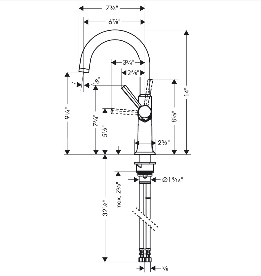 Hansgrohe 04854830 Bar Faucet 1.5 Gpm