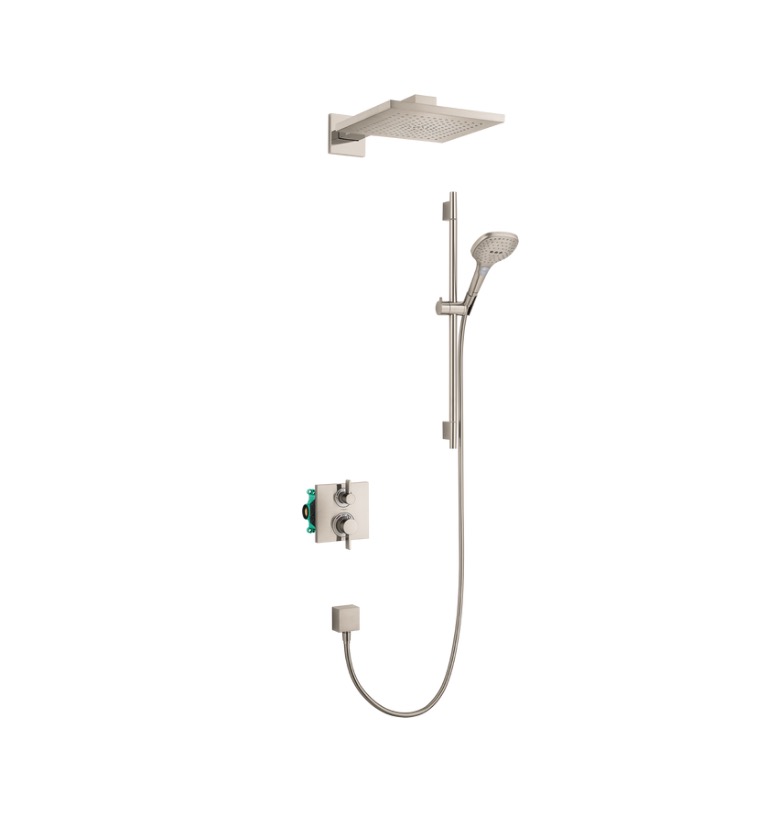 Hansgrohe 04914820 Thermostatic Showerhead/Wallbar Set With Rough 2.0 Gpm