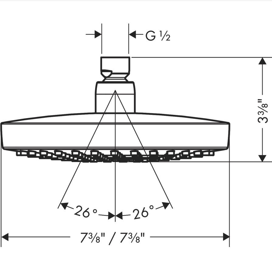 Hansgrohe 04925000 Showerhead 180 2-Jet 2.5 Gpm