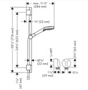 Hansgrohe 04969820 Wallbar Set 100 Vario-Jet 24" 2.5 Gpm