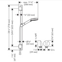 Hansgrohe 04970820 Wallbar Set 100 Vario-Jet 24" 1.75 Gpm