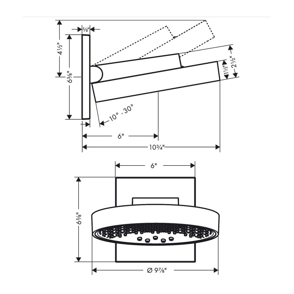 Hansgrohe 26232821 Showerhead 250 3-Jet With Wall Connector Trim 2.5 Gpm