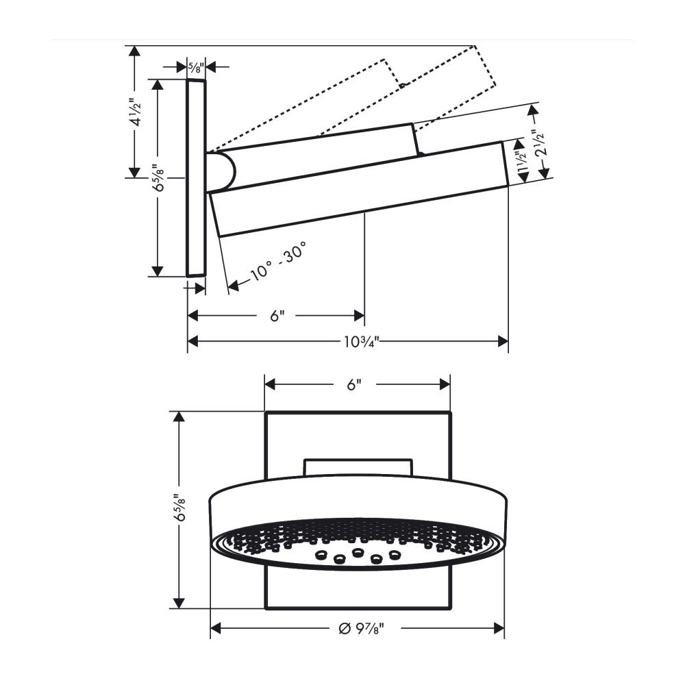 Hansgrohe 26235821 Showerhead 250 3-Jet With Wall Connector Trim 1.75 Gpm