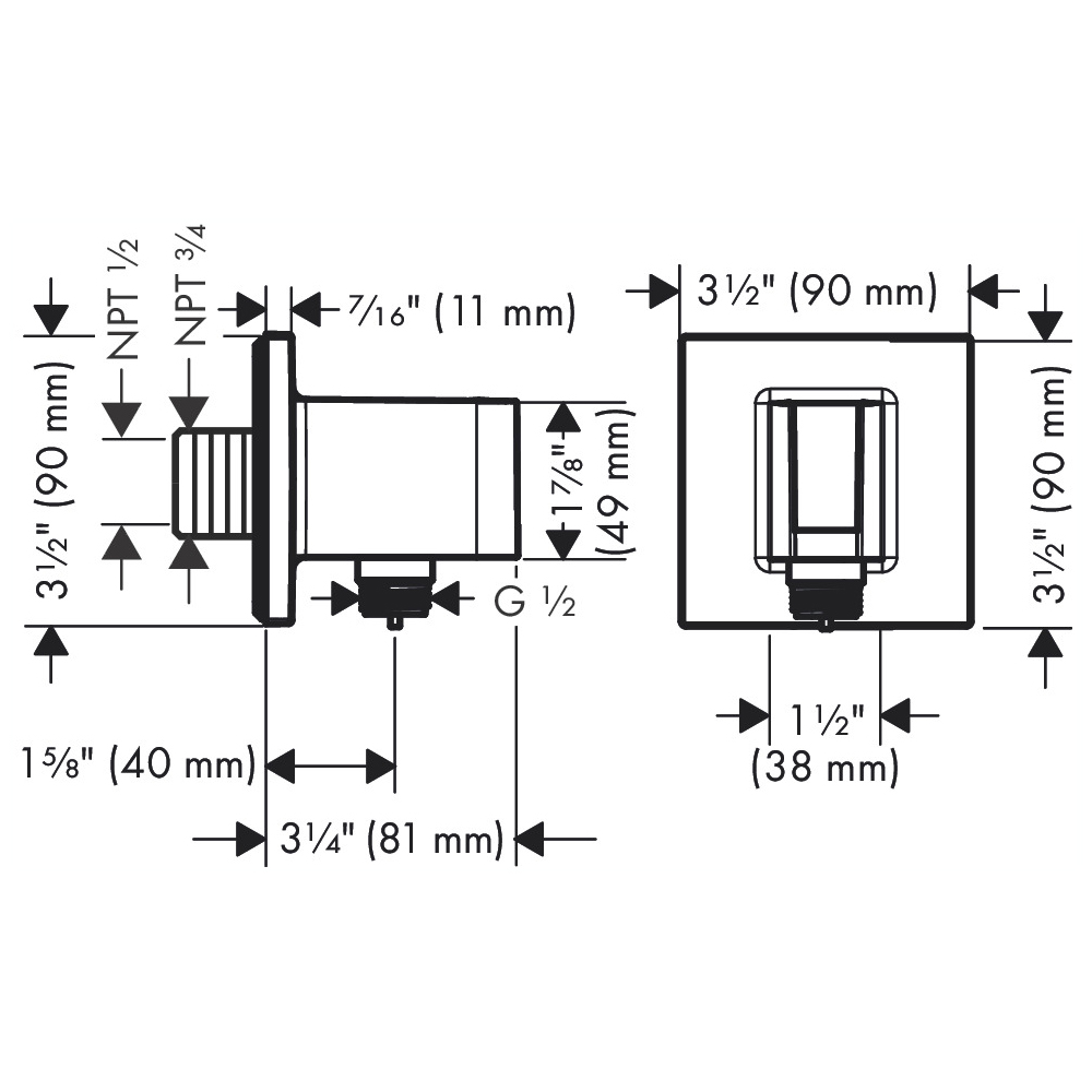 Hansgrohe 26889001 Wall Outlet With Handshower Holder