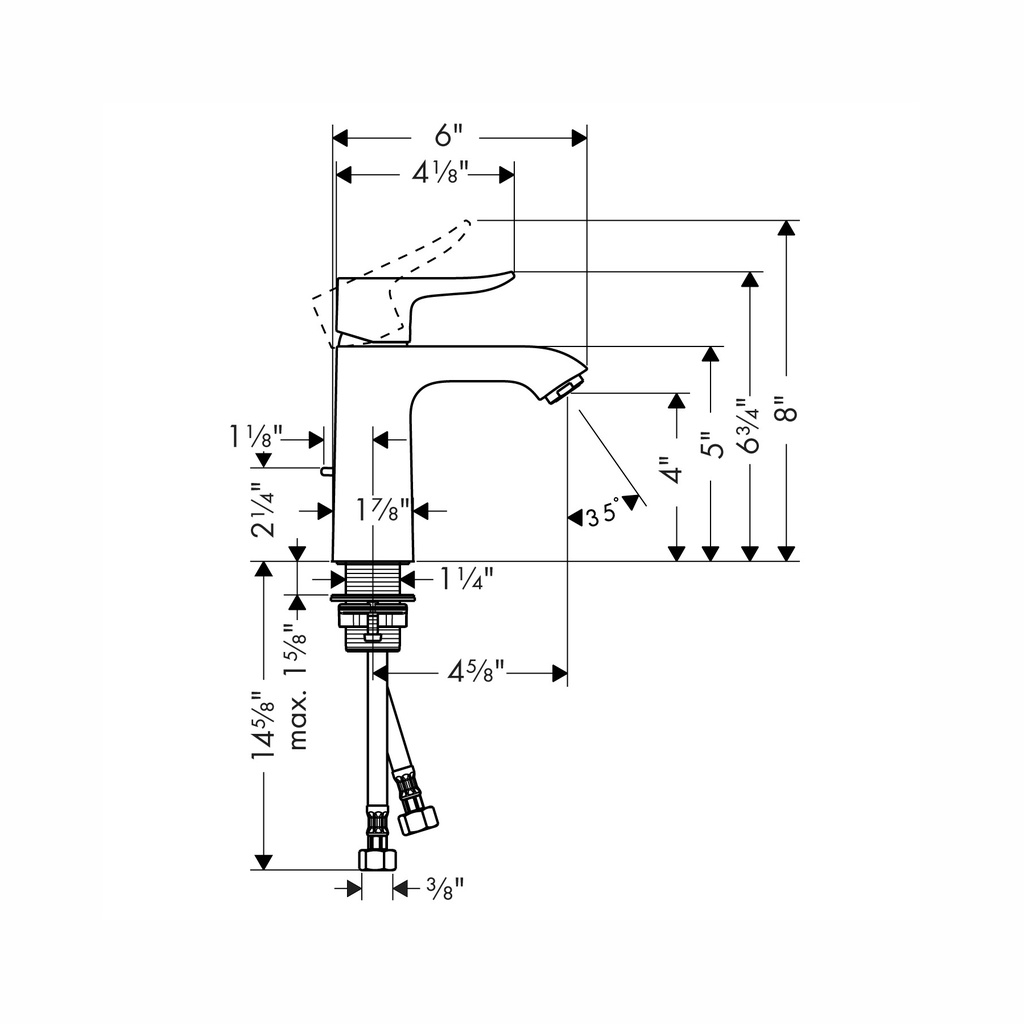 Hansgrohe 31123821 Single-Hole Faucet 110 With Pop-Up Drain 0.5 Gpm