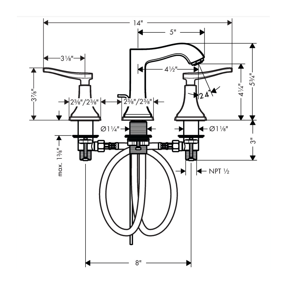 Hansgrohe 31330831 Widespread Faucet 110 With Lever Handles And Pop-Up Drain 1