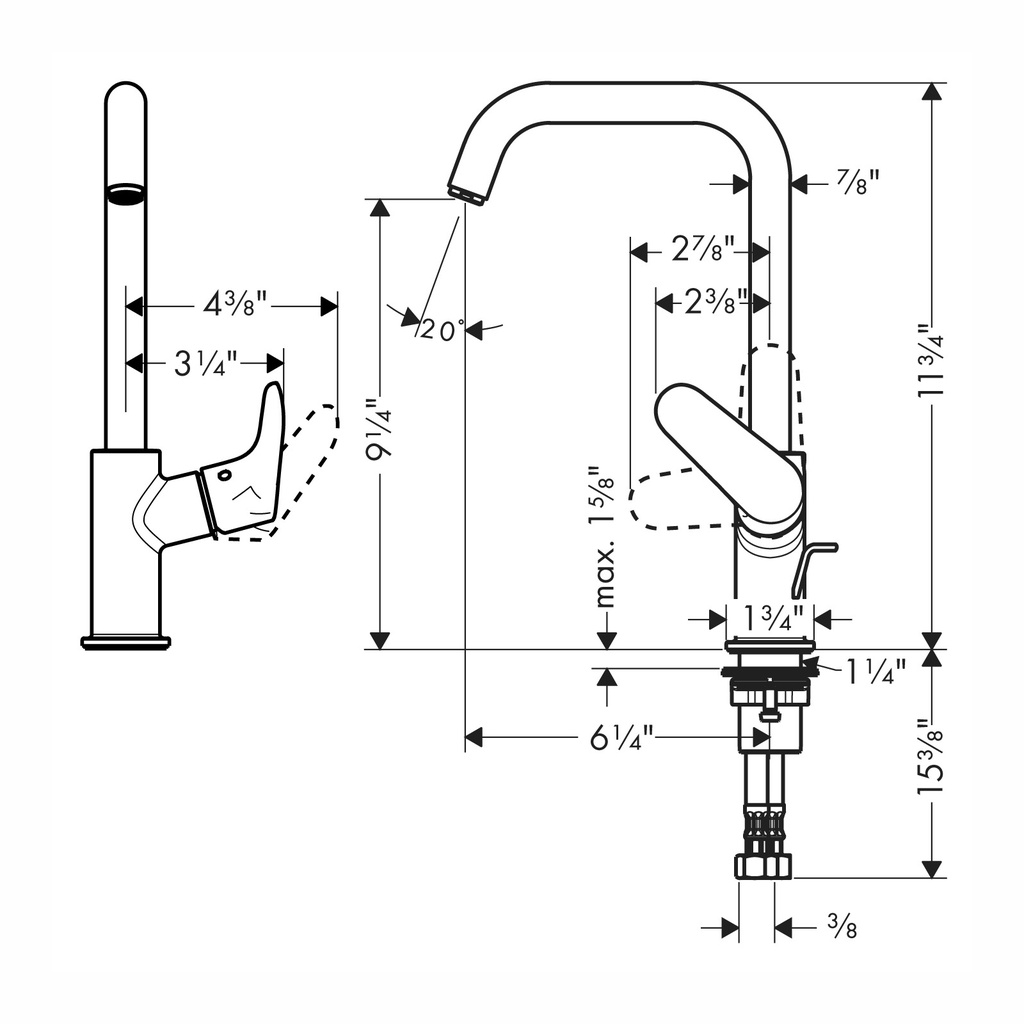 Hansgrohe 31609821 Focus E Tall Single Hole Faucet