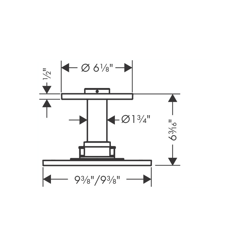 Hansgrohe 35312991 Showerhead 250 Square 2-Jet Ceiling Connection 2.5 Gpm
