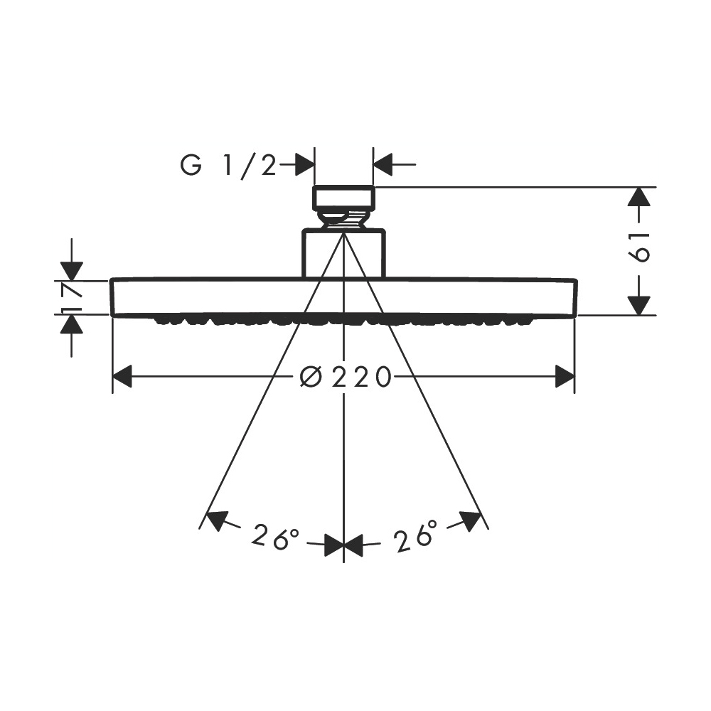 Hansgrohe 35367341 Showerhead 220 1-Jet 2.5 Gpm