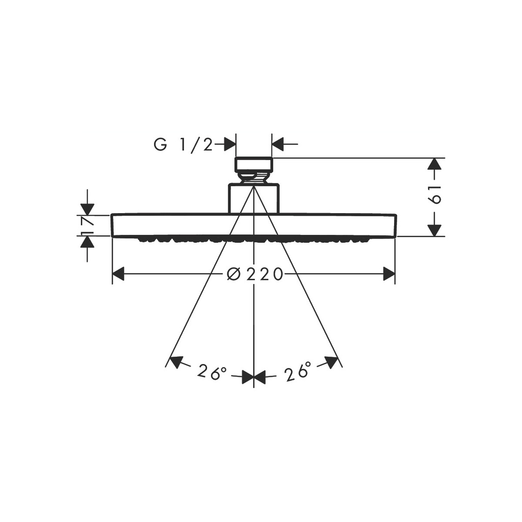 Hansgrohe 35368251 Showerhead 220 1-Jet 1.75 Gpm