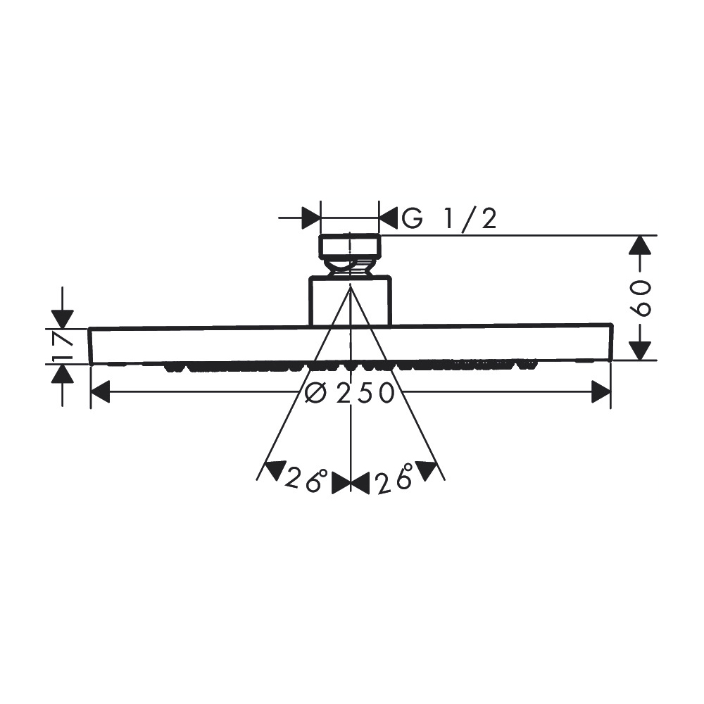Hansgrohe 35384251 Showerhead 245 1-Jet 2.5 Gpm