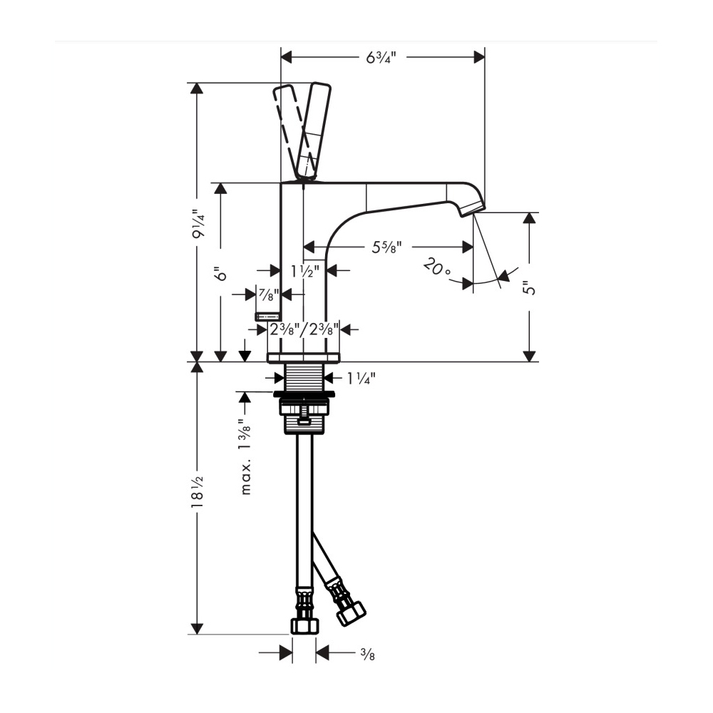 Hansgrohe 36100671 Single-Hole Faucet 125 With Pop-Up Drain 1.2 Gpm