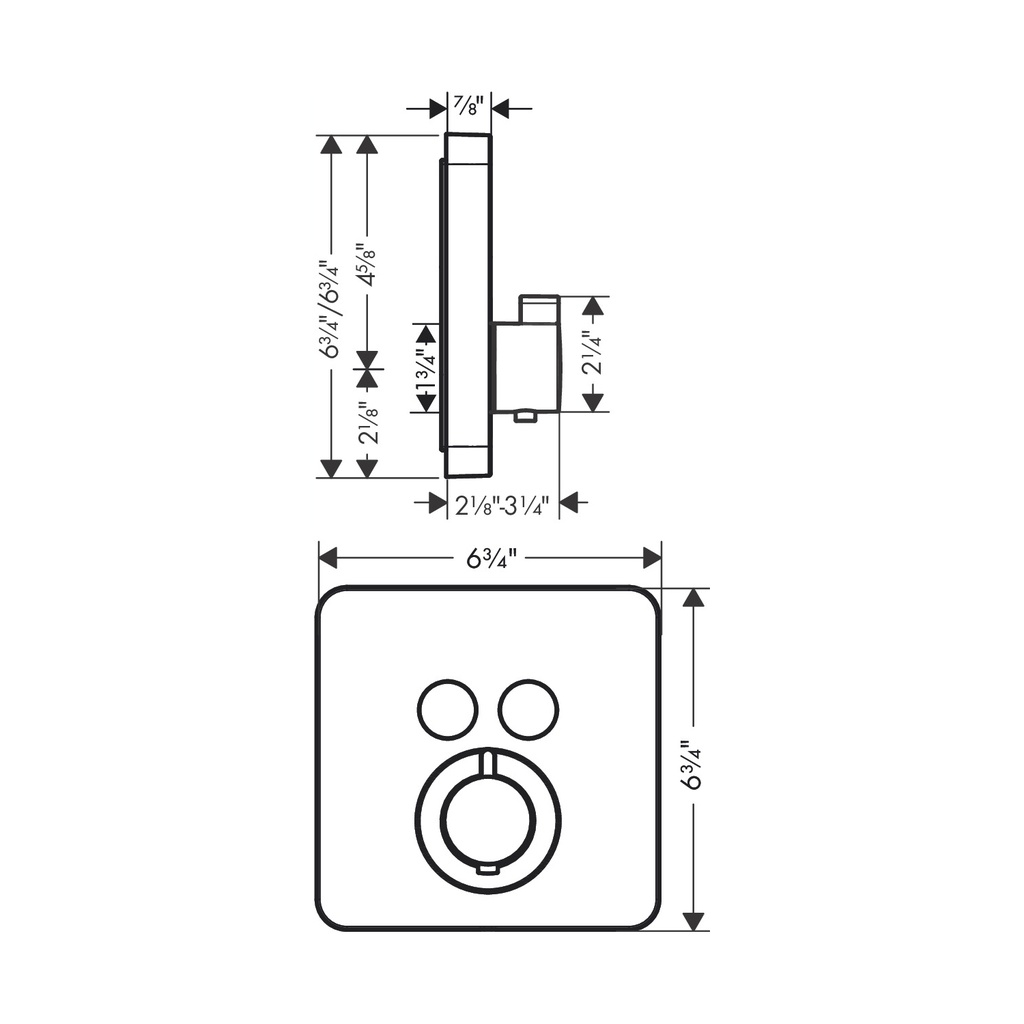 Hansgrohe 36707341 Thermostatic Trim Softcube For 2 Functions