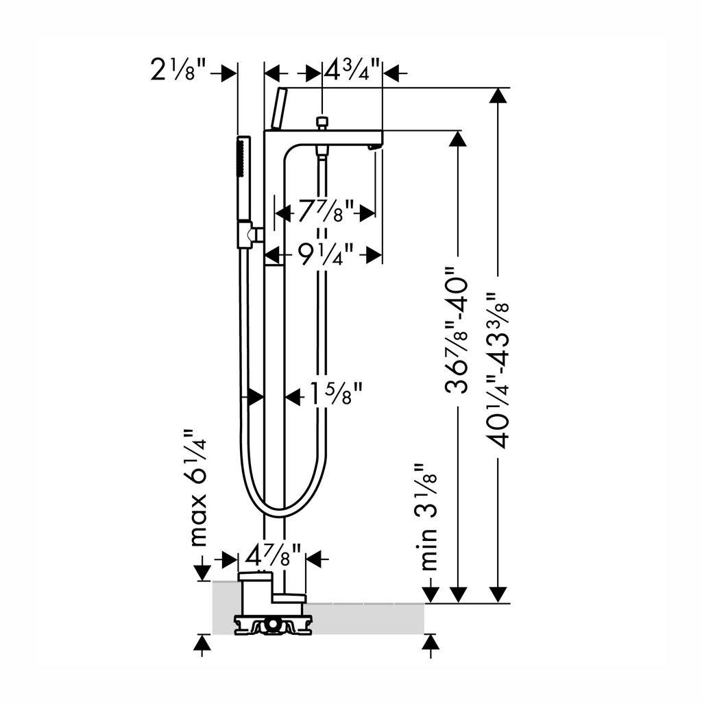 Hansgrohe 39460821 Freestanding Tub Filler Trim With 1.75 Gpm Handshower