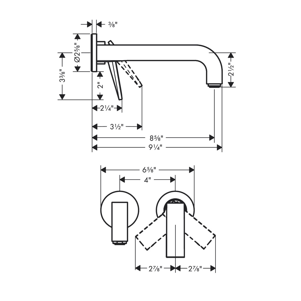 Hansgrohe 39121001 Wall-Mounted Single-Handle Faucet Trim 1.2 Gpm