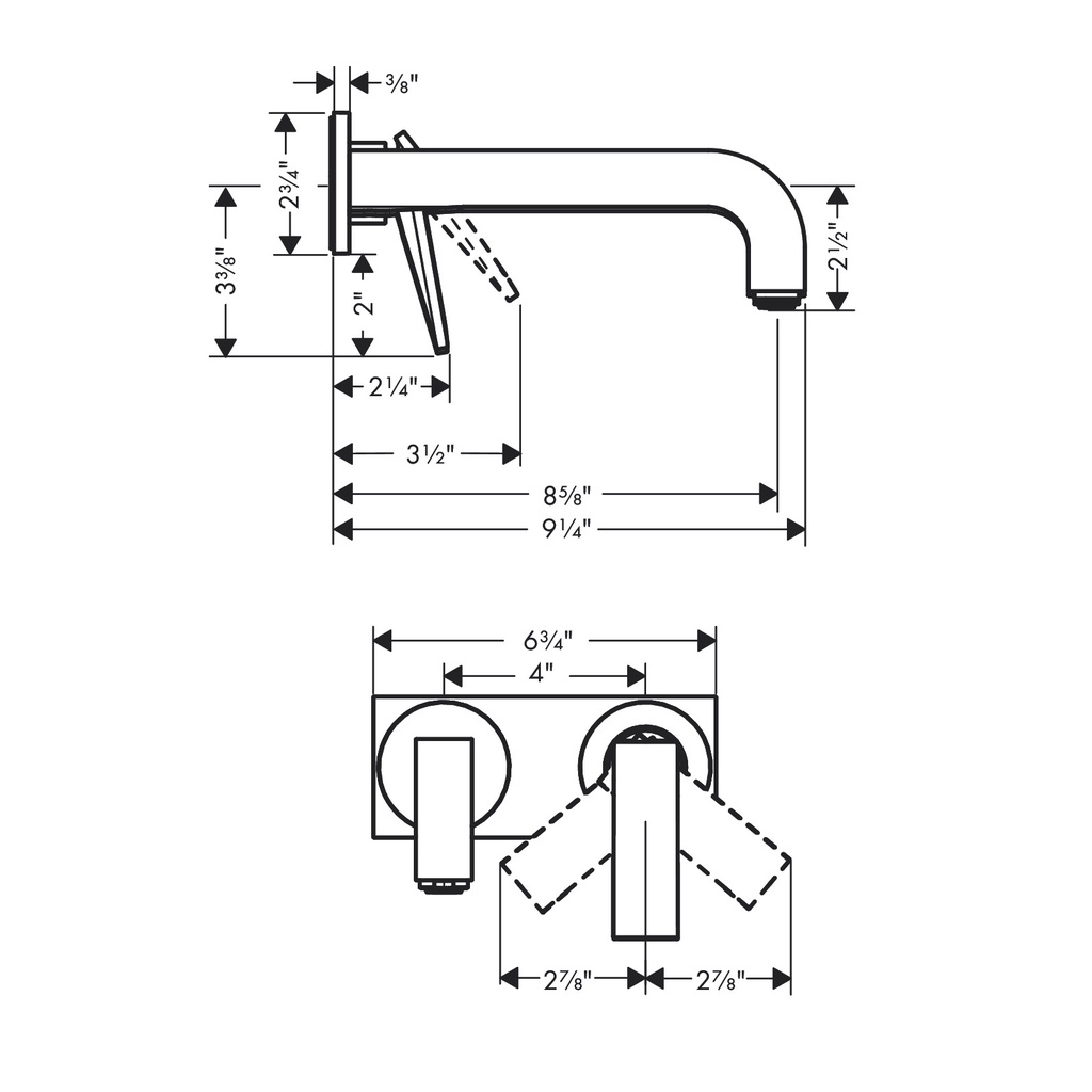Hansgrohe 39119821 Wall-Mounted Single-Handle Faucet Trim With Base Plate 1.2