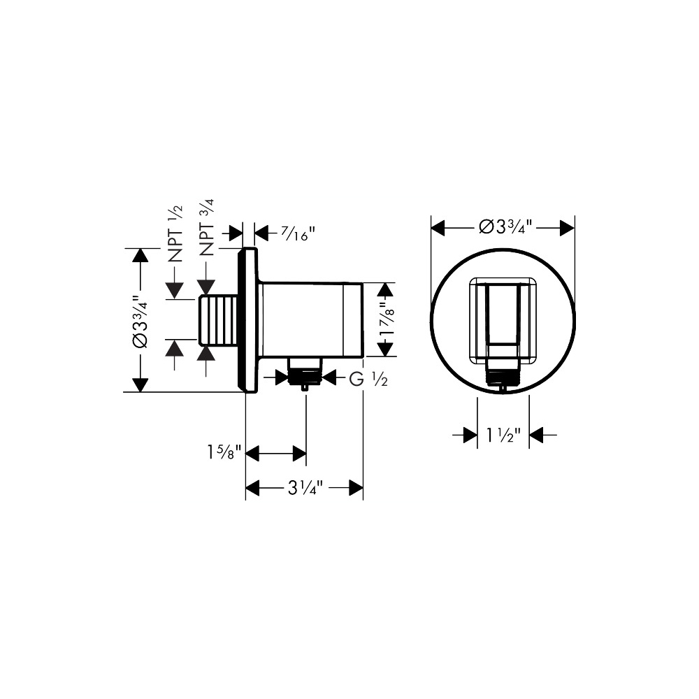 Hansgrohe 36733001 Wall Outlet With Handshower Holder Round