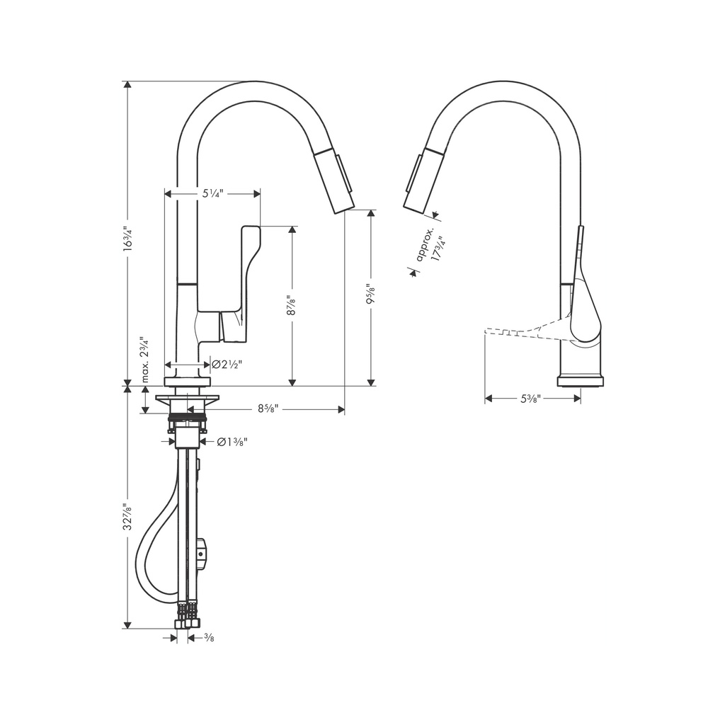 Hansgrohe 39835671 AXOR Citterio Higharc Kitchen Faucet 2-Spray Pull-Down 1.75 Gpm Matte Black