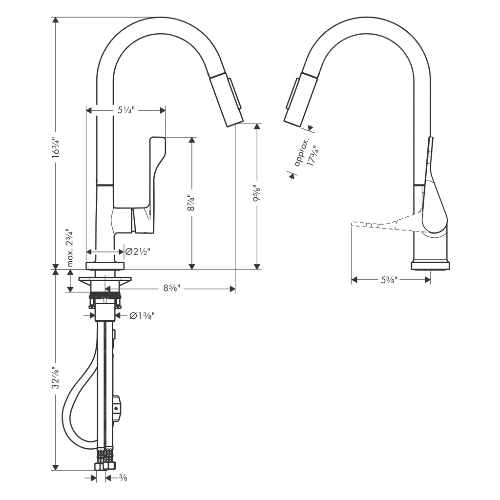 Hansgrohe 39846801 Kitchen Faucet 2-Spray Pull-Out 1.5 Gpm
